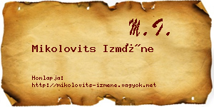 Mikolovits Izméne névjegykártya